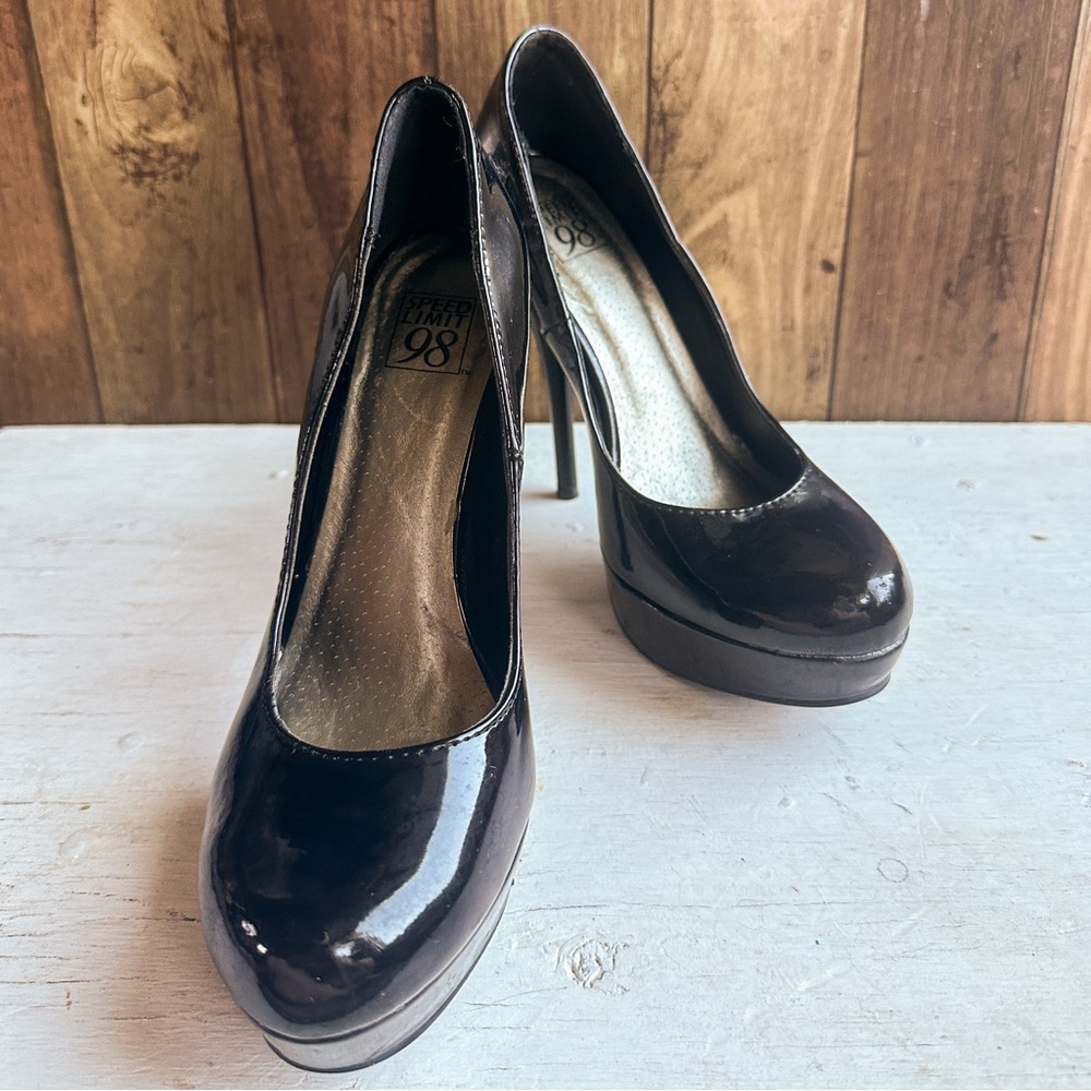 Black Patent Platform Going Out Heels